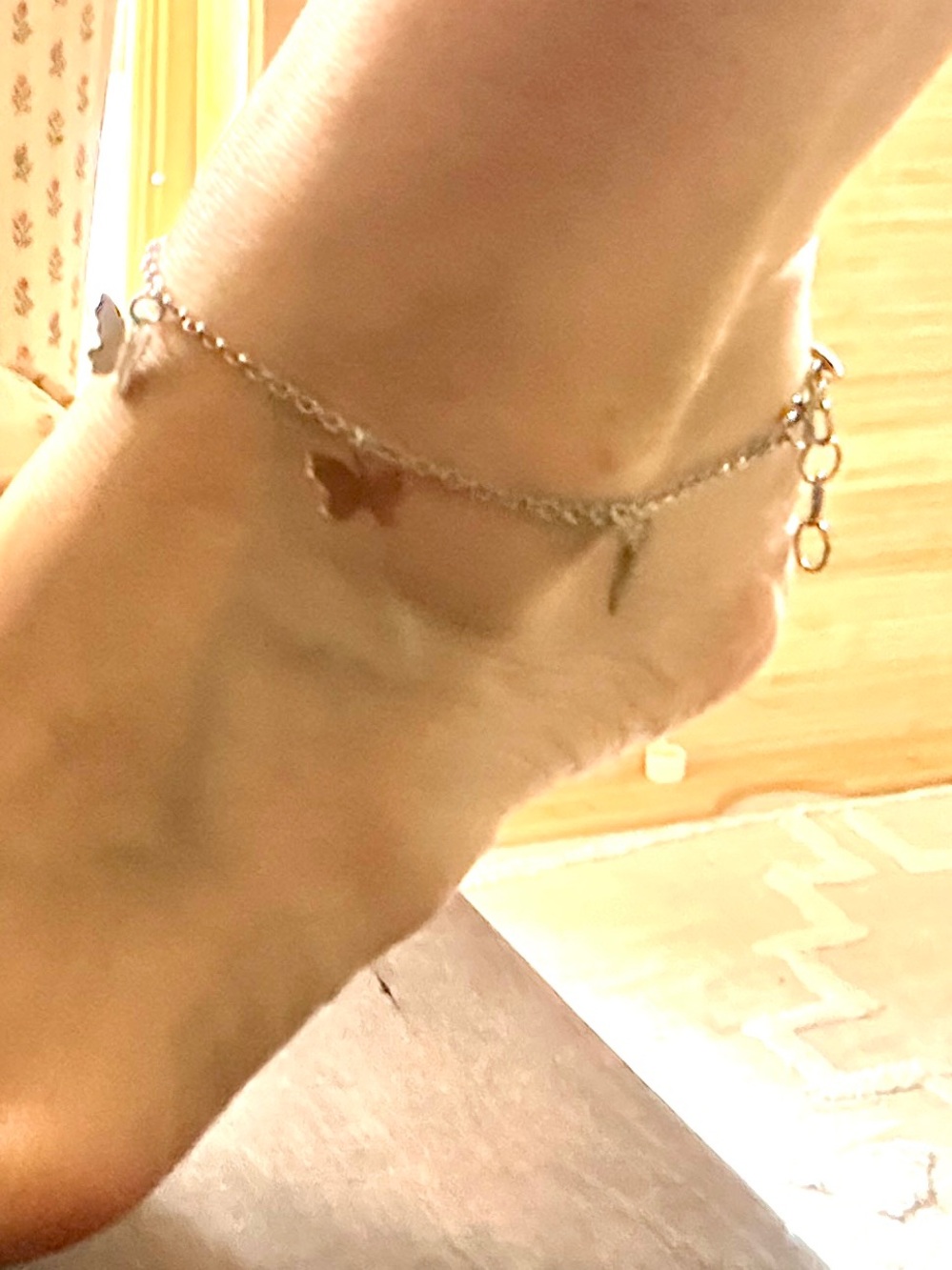 Vintage Silver and copper Butterfly Charm anklet  - Women's Jewelry dainty